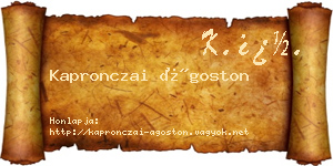 Kapronczai Ágoston névjegykártya