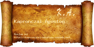 Kapronczai Ágoston névjegykártya