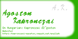 agoston kapronczai business card